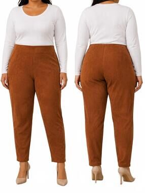Simply Vera Vera Wang Women's Faux Suede Pull-On Pants In Size 2x. Soft Camel Br